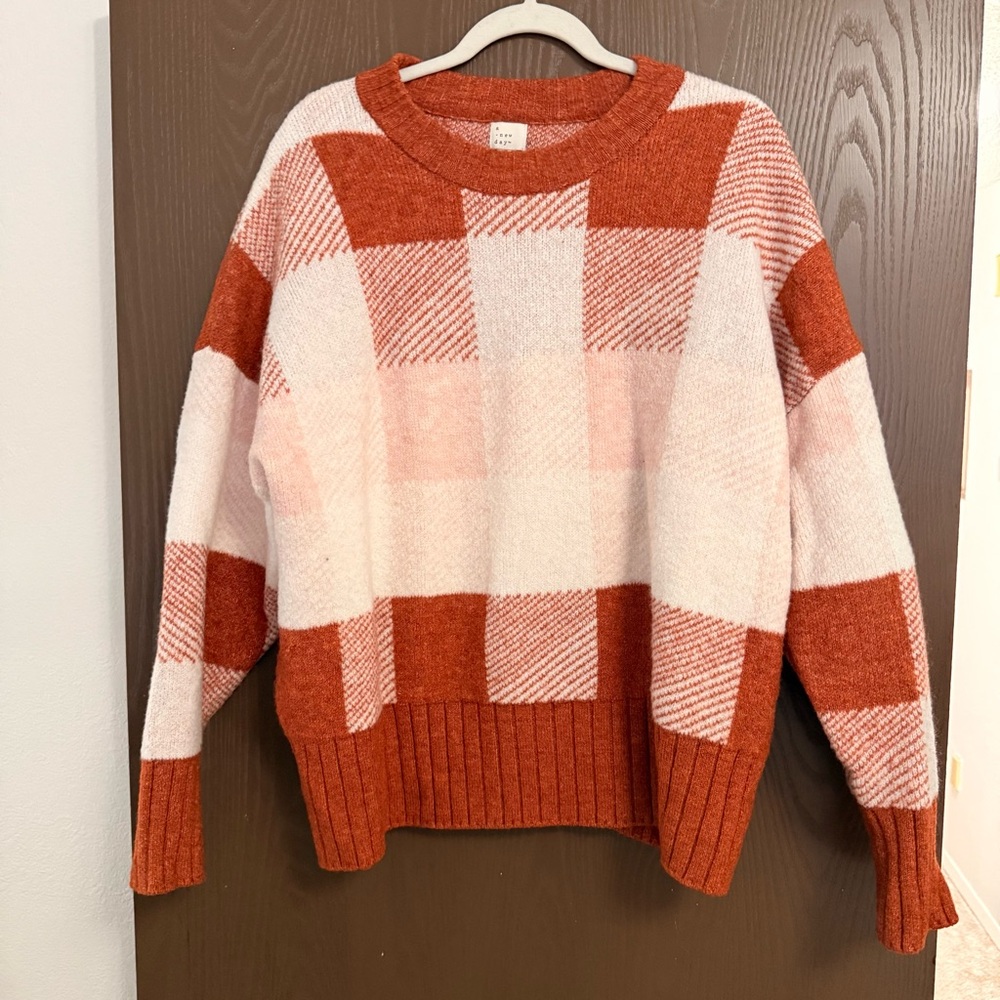 a new day Warm Knit Sweater in Orange and Cream